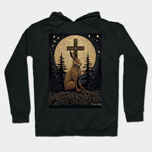 Hare, Pagan Hare, Pagan Art, Moon, Animal, Hoodie